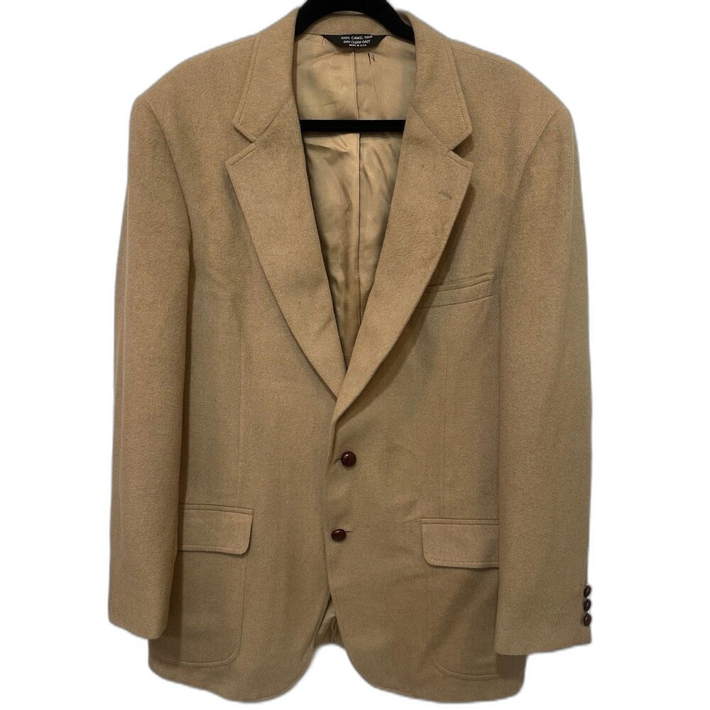 Vintage 80s John Alexander Camel Hair Blazer 40 42 Tan Made USA Sport Coat
